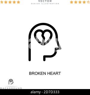 Broken heart icon. Simple element from digital disruption collection. Line Broken heart icon for templates, infographics and more Stock Vector