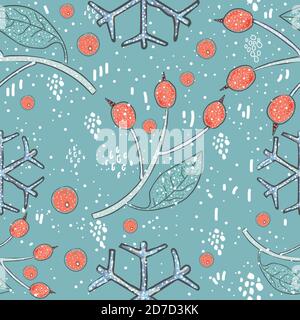 Seamless Winter Pattern. Merry Christmas Texture. Vector Illustration Stock Vector