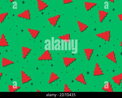Christmas tree and snowflakes seamless pattern. Holiday time fir tree. Festive background for Christmas decorations, greeting cards and banners. Vecto Stock Vector