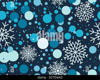 Christmas seamless pattern  snowflakes. Winter holidays background with falling snow for greeting cards and poster. Christmas snowfall. Vector illustr Stock Vector