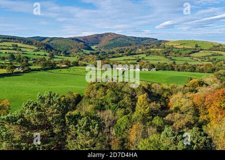 Moel Famau in the Clwydian Mountain Range viewed from Loggerheads Country Park in autumn near Mold North Wales UK October 2019 2571 Stock Photo