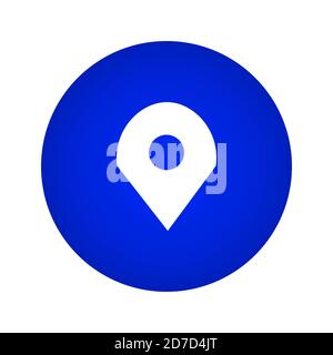 Location Icon. Location Button. Navigation Icon On a Blue Gradient Circle Shape. Vector Illustration Stock Vector