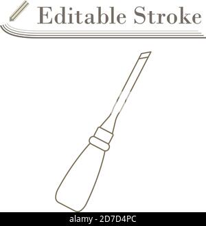 Chisel Icon. Editable Stroke Simple Design. Vector Illustration. Stock Vector