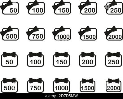 Gift Card Icons Black & White Set Big Stock Vector