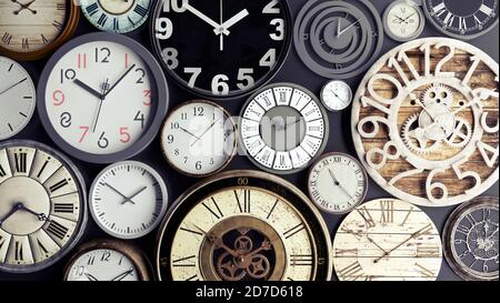 Time concept, bunch of watches 3d render 3d illustration Stock Photo
