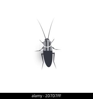cockroach logo, home parasite icon, black silhouette of an insect living in the kitchen, isolated vector, simple illustration Stock Vector