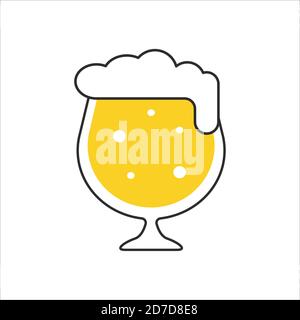 Beer mug with foam icon in flat style isolated illustration Stock Vector