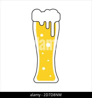 Beer mug with foam icon in flat style isolated illustration Stock Vector