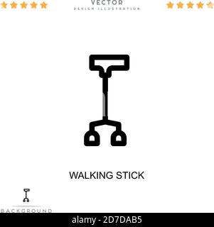 Walking stick icon. Simple element from digital disruption collection. Line Walking stick icon for templates, infographics and more Stock Vector