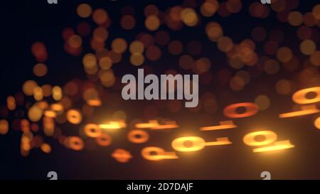 glowing binary code numbers flying front of screen. suitable for technology, coding and computer themes. 3D illustration Stock Photo