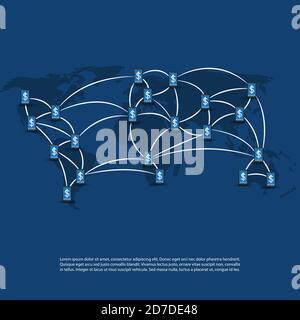 Global Online Payment, Mobile Banking Concept, Worldwide Transactions, Connections and Networks Stock Vector