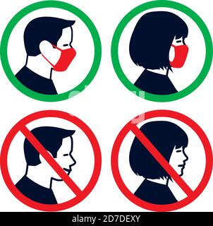 Face mask required sign. Protective measures against coronavirus disease COVID-19 Stock Vector