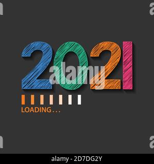 Happy new year 2021 Loading design vector. Happy new 2021 year with loading background vector design image Stock Vector