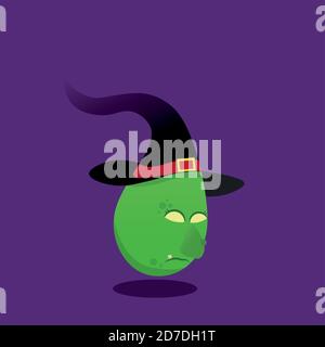 Halloween Witch character isolated on purple background Stock Vector
