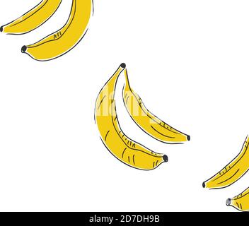 Dotted Background. Seamless Pattern with Bananas. Scandinavian Style. Fruits. Stock Vector