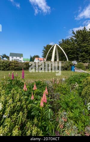 Stanley; Whalebone Arch at Cathedral; Falklands Stock Photo