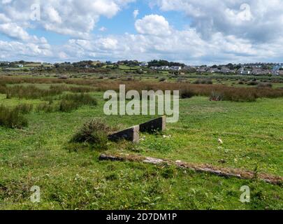 NORTHAM BURROWS, DEVON, ENGLAND - JULY 19 2020: Remains of RAF Northam from WWII. Stock Photo