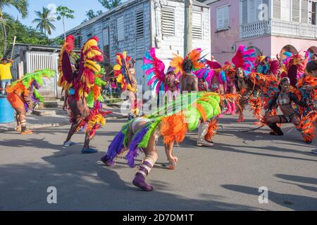 Frederiksted, St. Croix, US Virgin Islands-January 4,2020: Annual parade with dancers in action celebrating Caribbean culture on St. Croix Stock Photo
