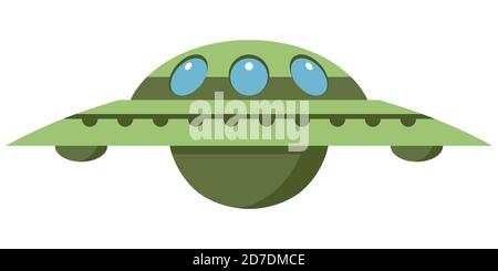 Flying saucer in cartoon style. UFO isolated on white background. Stock Vector