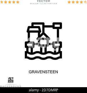 Gravensteen icon. Simple element from digital disruption collection. Line Gravensteen icon for templates, infographics and more Stock Vector