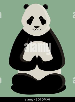 Panda doing yoga. Cute animal in cartoon style. Stock Vector