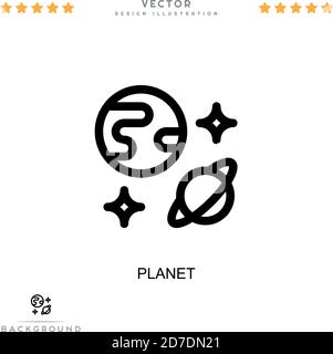 Planet icon. Simple element from digital disruption collection. Line Planet icon for templates, infographics and more Stock Vector