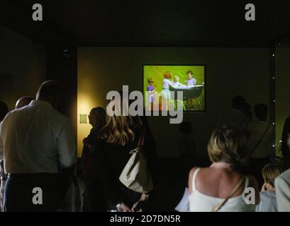 Althorp House: Diana,A Celebration exhibition : video screening of Diana's childhood Stock Photo