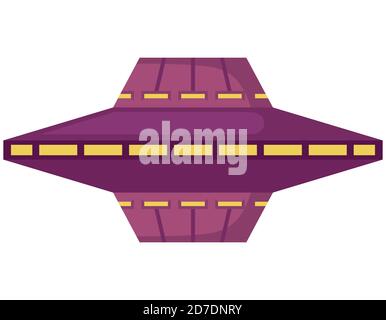 Flying saucer in cartoon style. UFO isolated on white background. Stock Vector