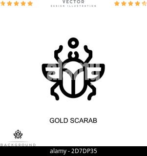 Gold scarab icon. Simple element from digital disruption collection. Line Gold scarab icon for templates, infographics and more Stock Vector