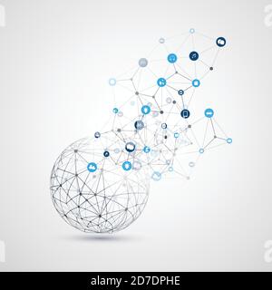 Internet of Things, Cloud Computing Design Concept with Icons - Digital Network Connections, Technology Background Stock Vector