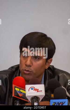 CARACAS, VENEZUELA - OCTOBER 10: The coach of the Venezuelan soccer team Cesar Farias during a press conference in Caracas, on October 10, 2010. Stock Photo