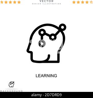 Learning icon. Simple element from digital disruption collection. Line Learning icon for templates, infographics and more Stock Vector