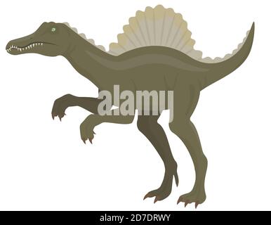 Spinosaurus dinosaur, illustration, vector on a white background Stock ...