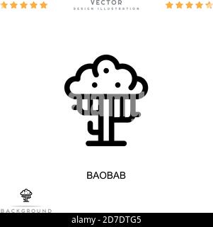 Baobab icon. Simple element from digital disruption collection. Line Baobab icon for templates, infographics and more Stock Vector