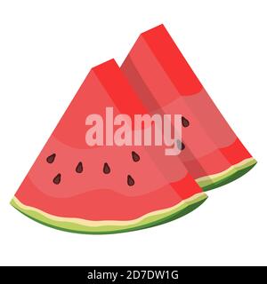 Slices of watermelon. Juicy fruit in cartoon style. Stock Vector