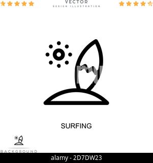 Surfing icon. Simple element from digital disruption collection. Line Surfing icon for templates, infographics and more Stock Vector
