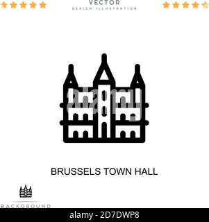 Brussels town hall icon. Simple element from digital disruption collection. Line Brussels town hall icon for templates, infographics and more Stock Vector