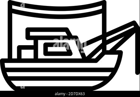 Fishing boat icon. Outline fishing boat vector icon for web design isolated on white background Stock Vector