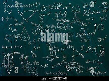 close up of math formulas on a blackboard Stock Photo