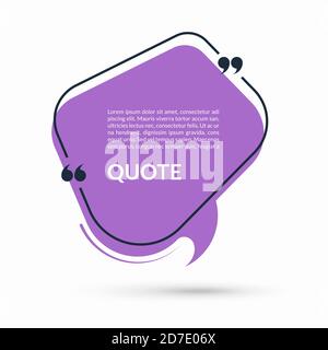 Quote speech bubble, blank text balloon with frame and quotes isolated on white background. Vector illustration Stock Vector