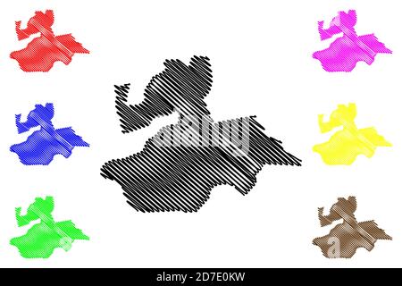 Valencia City (Bolivarian Republic of Venezuela, Carabobo State) map vector illustration, scribble sketch City of Valencia map Stock Vector