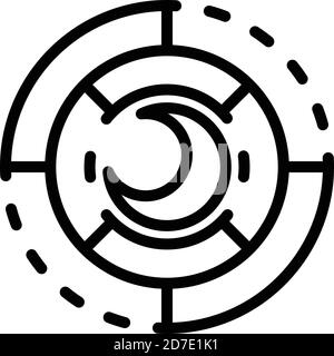 Moon in circle icon. Outline moon in circle vector icon for web design isolated on white background Stock Vector