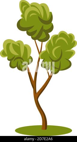 Flat cartoon vector park tree with a variety of green shades leaves. Flat Vector Illustration for nature props animation, isolated on white Stock Vector
