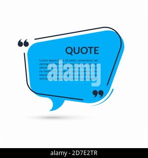Quote speech bubble, blank text balloon with frame and quotes isolated on white background. Vector illustration Stock Vector