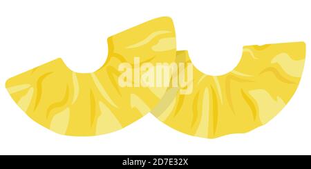 Pineapple wedges in cartoon style. Juicy fruit slices isolated on white background. Stock Vector