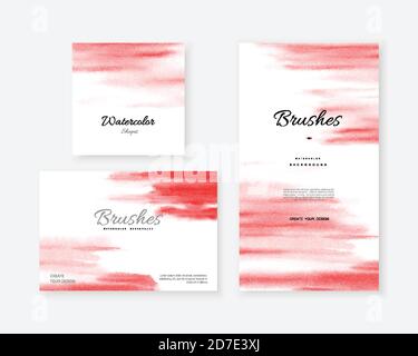 Creative template background set designed with red watercolor splash brush.  Artistic stain vector for decorative design print for leaflets, cards, in Stock Vector