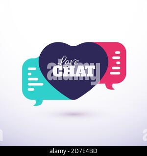Love talk chat dating, heart shape in message bubble Stock Vector