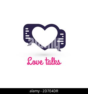 Love talk chat dating, heart shape in message bubble Stock Vector