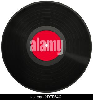 Old black vinyl records isolated on white background. Stock Photo