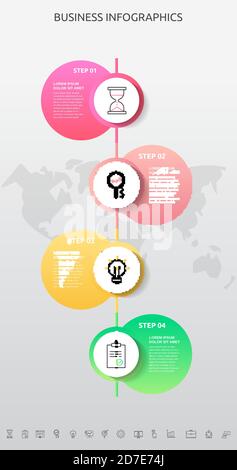 Vector infographic template circles for four labels, diagram, graph, presentation. Business concept with 4 options. For flowchart, workflow, marketing Stock Vector